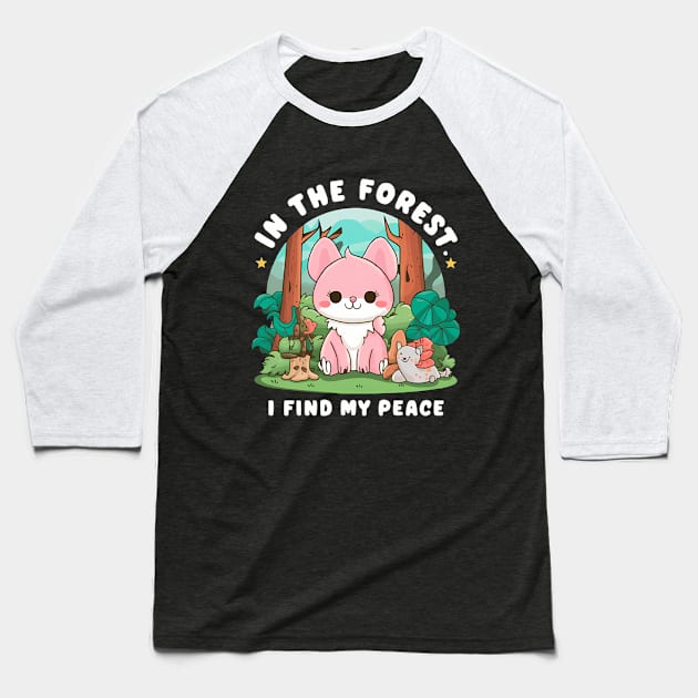 In the forest I find my peace cat Baseball T-Shirt by NomiCrafts